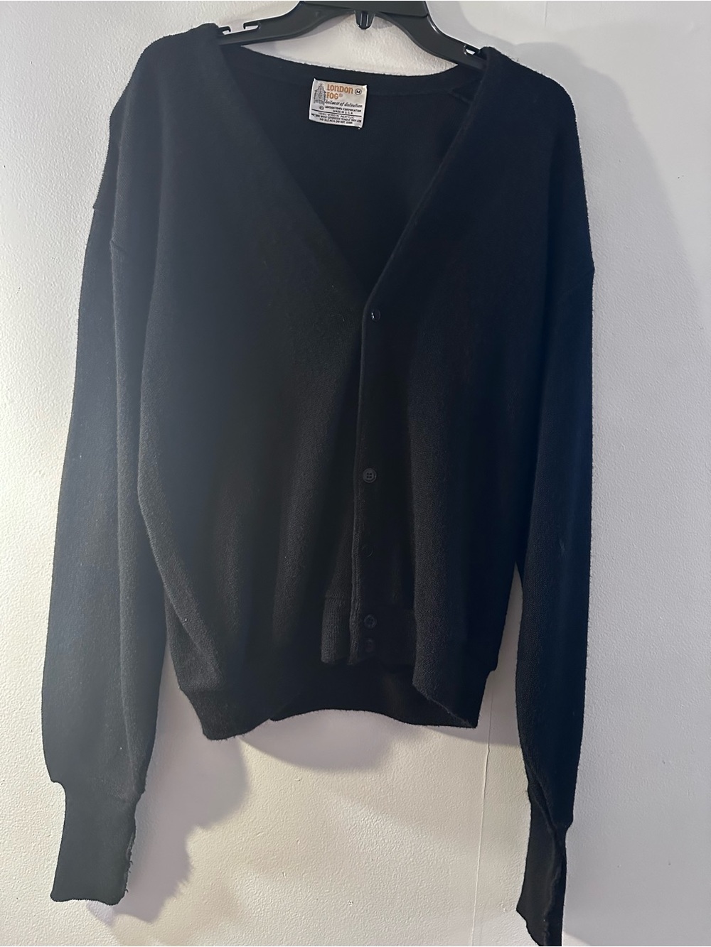 London Fog Black V-Neck Button Front Cardigan